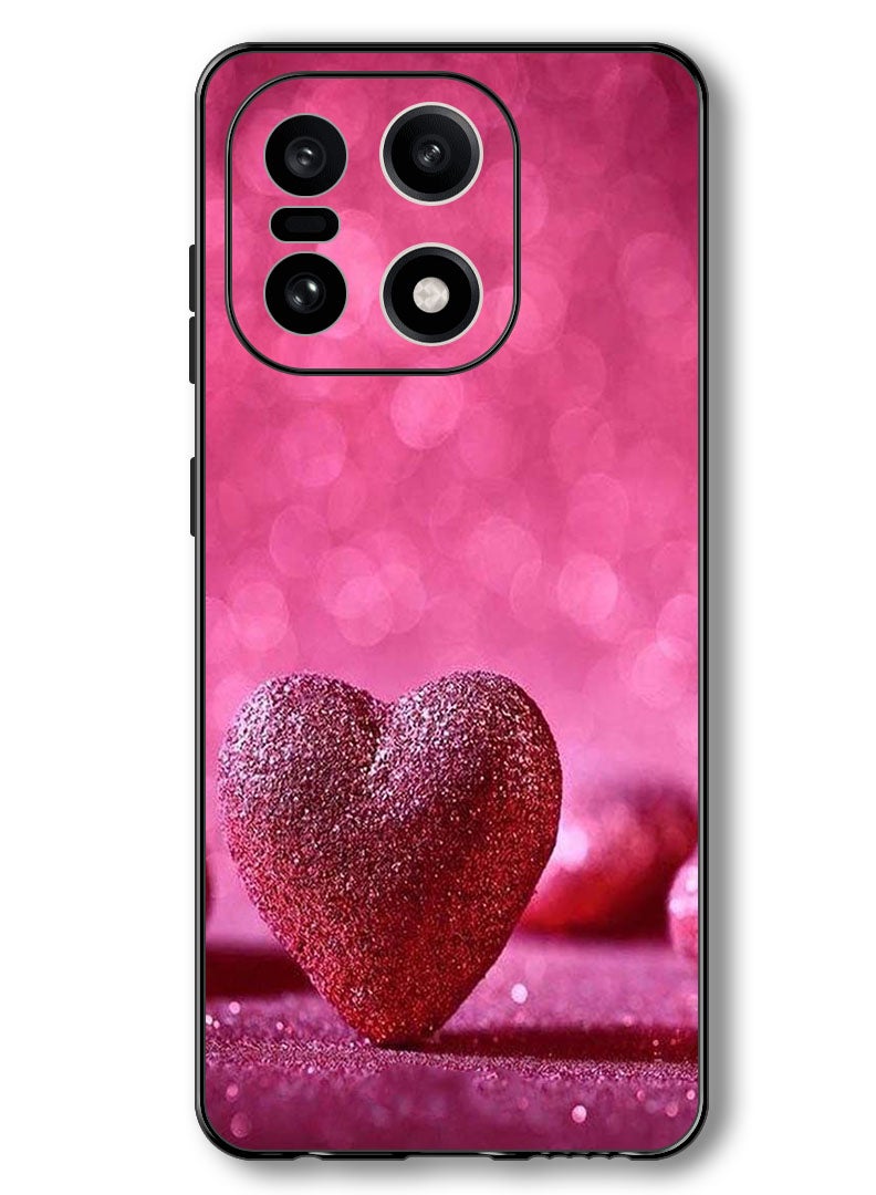 Theodor Case Compatible with OnePlus 15 6.78 Inch Protection Shockproof Bumper Cover Dark Pink Gliter Heart - Image 1